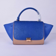 Bolso Celine Medium Trapeze azul serpiente color caqui