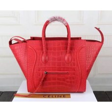 Bolso Celine Boston rojo de piel de cocodrilo