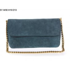 Bolso de hombro pequeño Celine Gourmette de piel de ante verde S1