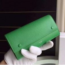 Cartera multifunción Celine en piel Epsom verde.