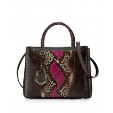 Bolso tote Fendi 2Jours Petite Python Gris carbón/Magenta