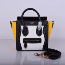 Bolso pequeño Celine Luggage Tote Negro Blanco Amarillo