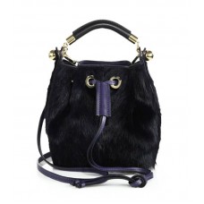 Bolso tipo cubo pequeño Chloe Gala de pelo de becerro azul Bolso tipo cubo pequeño Chloe Gala de pelo de becerro azul
