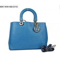 Bolso pequeño Dior Diorissimo de piel napa azul (herrajes plateados) 8001