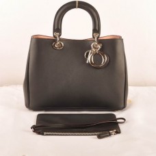 Bolso mediano Dior Diorissimo de piel original negra (herrajes dorados) 603