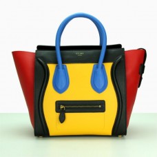 Bolso grande Celine Luggage Tote Negro Amarillo Azul Rojo