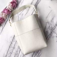 Bolso Celine Sangle Seau en piel granulada blanca