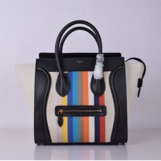 Bolso tote grande Celine con rayas arcoíris negras