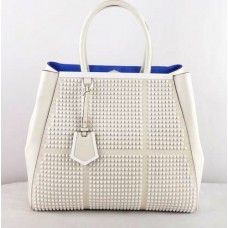 Bolso Fendi 2Jours de piel Saffiiano blanco con cierre Bolso Fendi 2Jours de piel Saffiiano blanco con cierre
