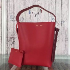 Bolso pequeño Celine Twisted Cabas en piel de becerro roja/naranja