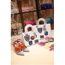 Réplica del bolso Dior Lady de piel de becerro blanca