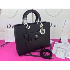 Réplica del bolso Dior Lady Default de piel auténtica negra