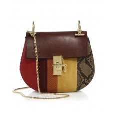 Bolso de hombro pequeño Chloe Drew de piel a rayas y pitón.