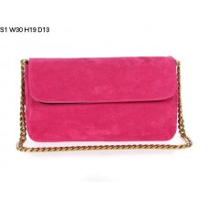 Bolso de hombro pequeño Celine Gourmette de piel de ante color melocotón S1