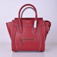 Bolso tote mediano Celine Luggage rojo y azul de 26 cm