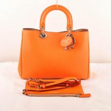Bolso mediano Dior Diorissimo de piel original naranja (herrajes dorados) 603