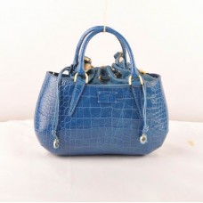 Bolso mediano Fendi B Fab de piel azul con vetas de cocodrilo y asa superior.