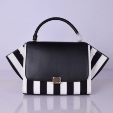 Bolso Celine Large Trapeze de piel con rayas blancas y negras
