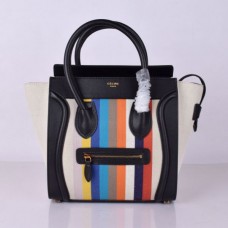 Bolso tote mediano Celine con rayas arcoíris negras