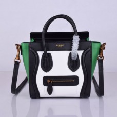 Bolso pequeño Celine Luggage Tote Negro Blanco Verde