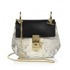 Bolso de hombro pequeño Chloe Drew de piel y pitón natural