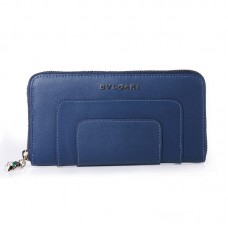 Cartera con cremallera de piel Bvlgari Serpenti Original, color azul, 201301