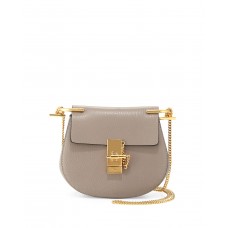 Bolso de hombro mini Chloe Drew de piel de cordero gris