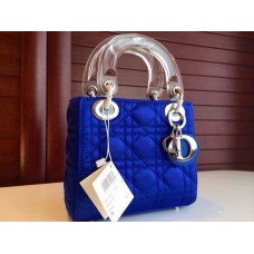 Réplica del bolso Dior Lady Default de cuero azul. Precio.