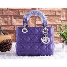 Réplica del bolso Dior Lady Totes de piel de cordero morada