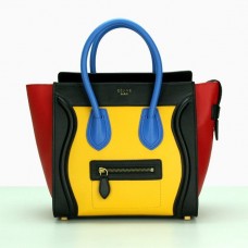 Bolso tote mediano Celine negro, amarillo, azul y rojo.