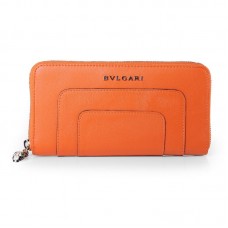 Cartera con cremallera Bvlgari Serpenti Original de piel, color naranja, 201301