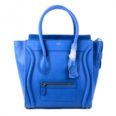Bolso tote grande Celine Luggage de piel azul