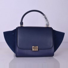 Bolso Celine Medium Trapeze de ante azul