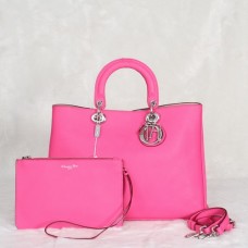 Bolso Dior Diorissimo Jumbo rosa, piel color lichi importada (herrajes plateados) 602