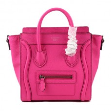 Bolso tote pequeño Celine Luggage de piel rosa neón. Bolso tote pequeño Celine Luggage de piel rosa neón.
