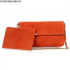 Celine Gourmette Bolso De Hombro De Piel De Ante Naranja 371648