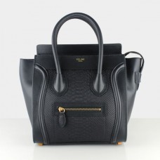 Bolsos de mano Celine Medium Luggage Tote negros con estampado de serpiente