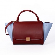 Bolso Celine Large Trapeze de piel rojo y azul hielo