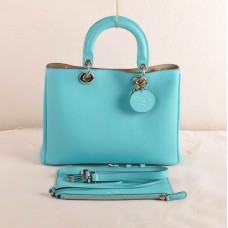 Bolso mediano Dior Diorissimo de piel original azul claro (herrajes dorados) 603