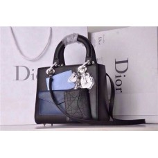 Réplica del bolso Dior Lady de piel auténtica negra