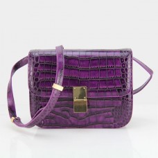 Bolso Celine Classic Box Croco Flap Bag morado