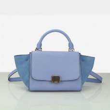 Bolso Celine Small Trapeze de ante azul hielo