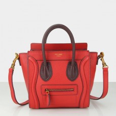 Bolso pequeño Celine Luggage Tote color vino tinto de 20 cm