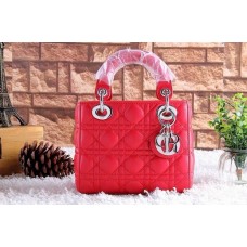 Réplica del bolso Dior Lady Default de piel de cordero roja