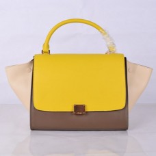 Bolso Celine Large Trapeze de piel color caqui amarillo