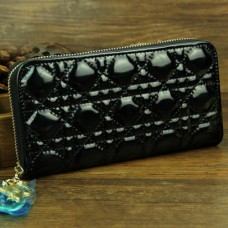 Cartera larga de piel charol Dior 030 negra