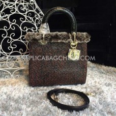 Réplica de lujo del bolso Dior Lady Default de piel de serpiente.