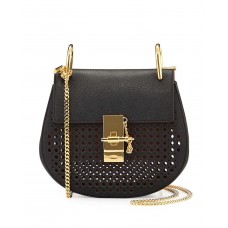 Bolso de hombro mini perforado Chloe Drew negro