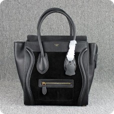 Bolsos grandes Celine Luggage Tote de ante negro