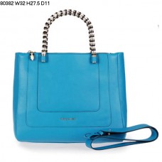 Bolso de mano Bvlgari nuevo, de piel de becerro Serpenti, color azul claro 80382